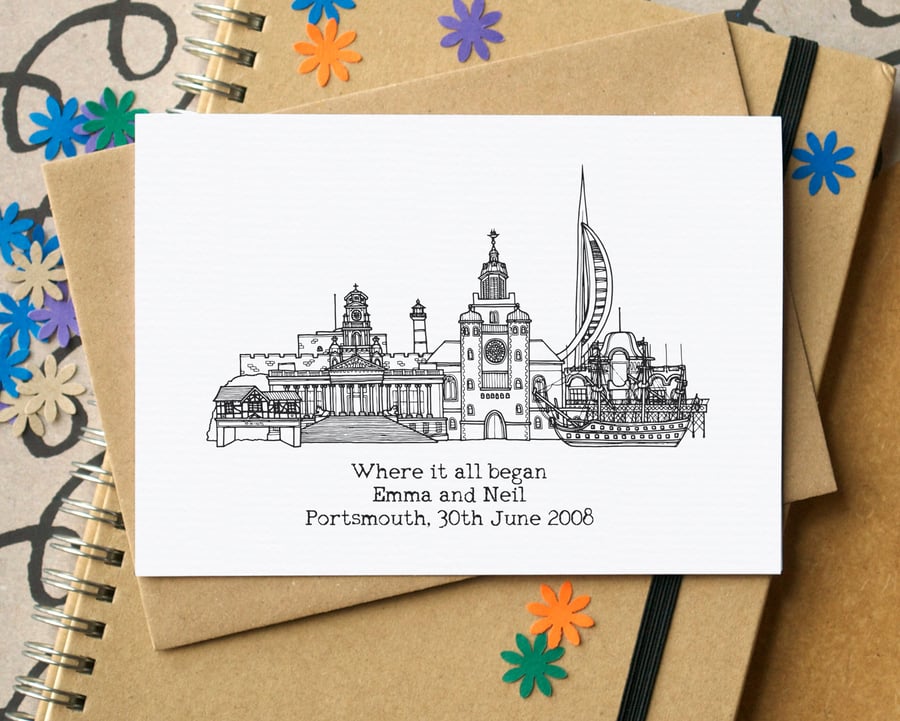 Personalised Valentine's or Anniversary Skyline Card