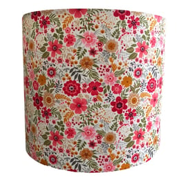 Handmade Floral Cotton Fabric Lampshades Drum Shape Spring Flowers