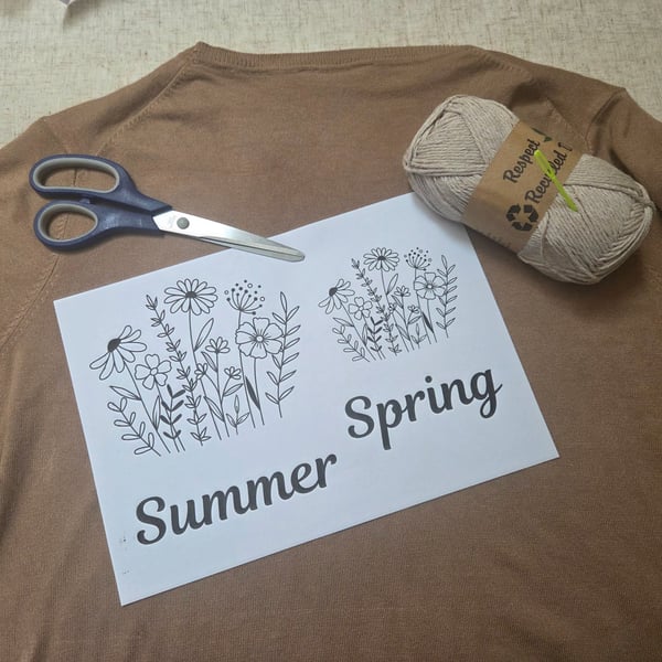 SPRING SUMMER FLOWERS - Stick and stitch embroidery templates 