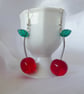 Handmade Cherry Earrings with Czech Glass Beads 