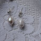 Sterling Silver Pearl Dangle Earrings