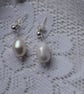 Sterling Silver Pearl Dangle Earrings