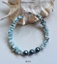 Designer Larimar & Faceted Shell Pearl Silver Plated Bracelet - Image 2