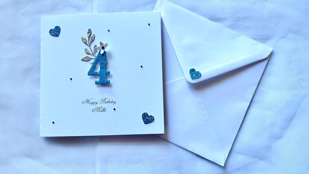 Handmade Luxury Personalised Baby Birthday Card with Envelope, Birthday Gift C65