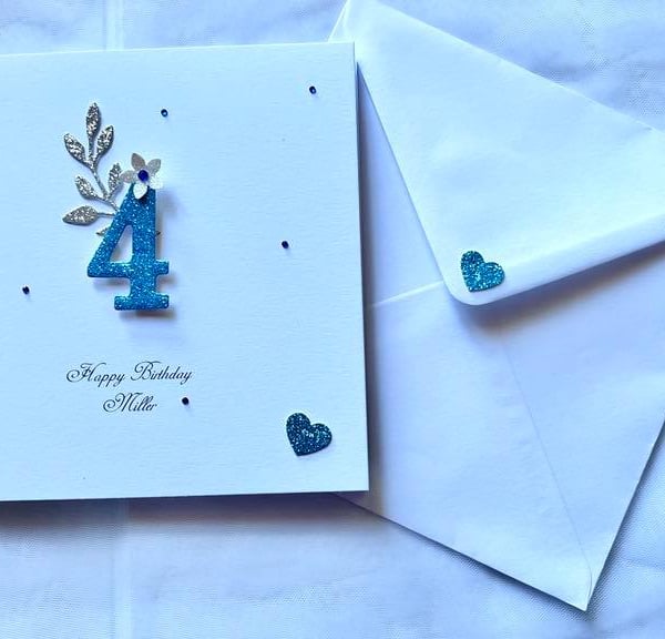 Handmade Luxury Personalised Baby Birthday Card with Envelope, Birthday Gift C65