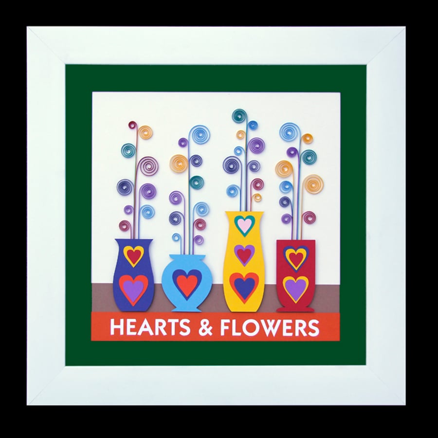 9 - HEARTS AND FLOWERS PAPER SCULPTURE WITH MATCHING VALENTINE CARD