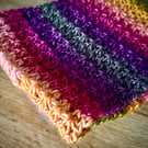 Variegated Crochet Scarf, Coral reef warm bright colours