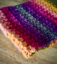 Variegated Crochet Scarf, Coral reef warm bright colours