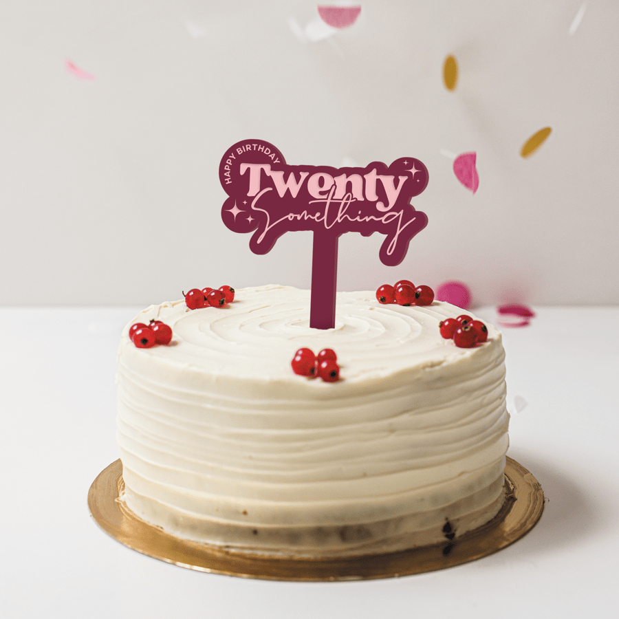 Twenty Something Birthday Cake Topper: Funny Reusable Birthday Cake Decoration