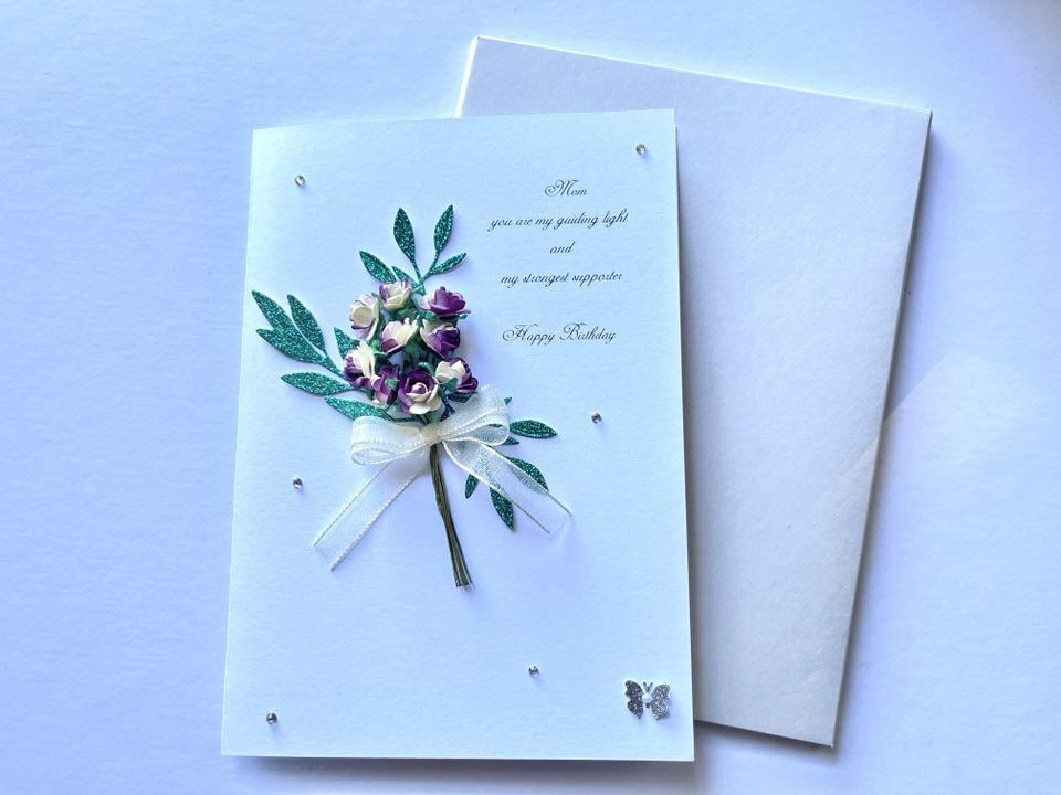 Handmade Luxury Personalised Birthday Card with Envelope for mum, wife, daughter