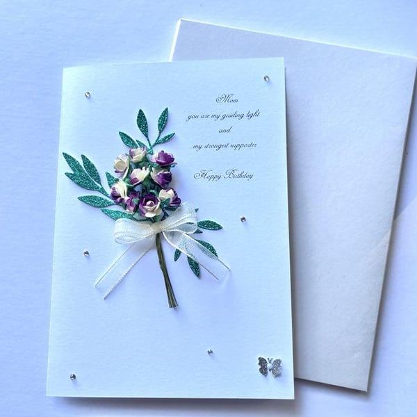 Handmade Luxury Personalised Birthday Card with Envelope for mum, wife, daughter