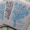 Wild Flowers Floral Lino Print Birthday Card
