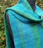 Handwoven Wool & Bamboo Scarf – Teal & Green - Image 10