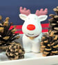 Christmas reindeer Figurine,hand-painted concrete deer statue, festive tabletop