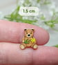 Daffodil Bear Pin, Handmade Tiny Teddy Bear Brooch, March Birth Flower Badge - Image 4