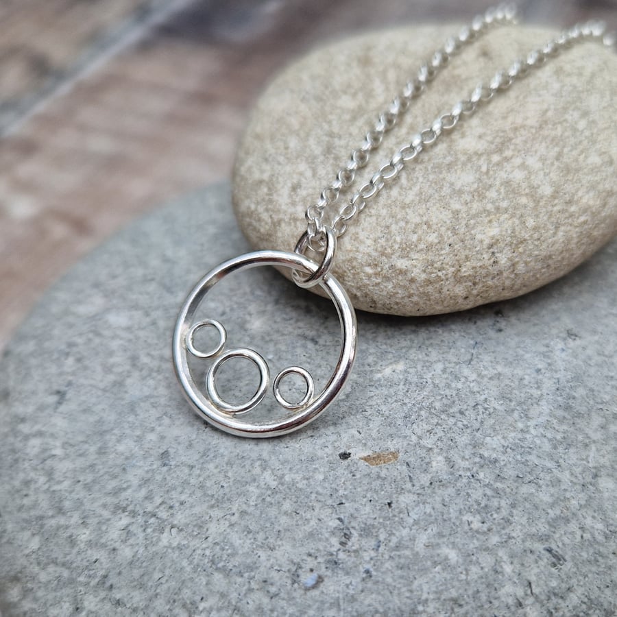 Sterling Silver  Circe Hoop Bubble Ring Necklace