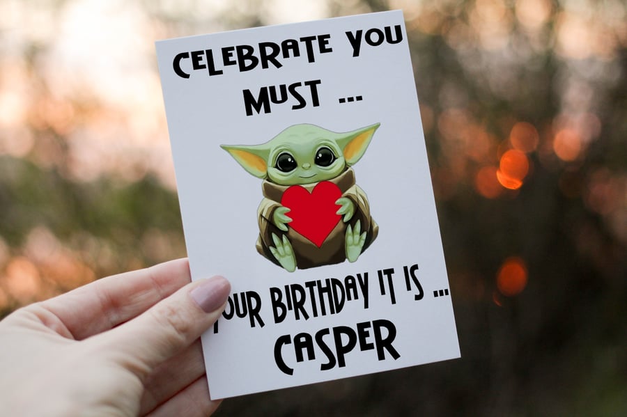 Celebrate You Must Yoda Birthday Card, Card for Friend, Yoda Birthday Card