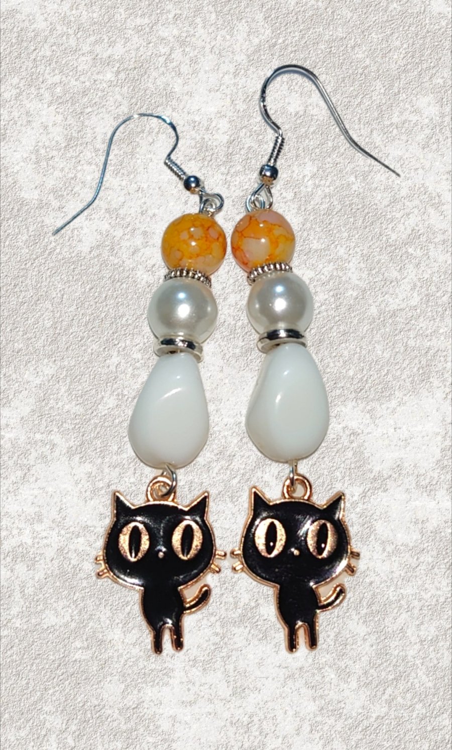 Sterling Silver Beaded Cats Earrings Sterling Silver Beaded Cats Earrings