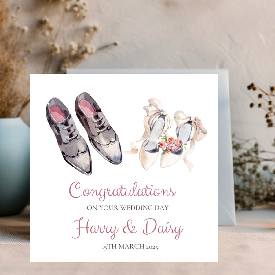 Personalised Wedding Day Shoe Card for the Happy Couple