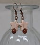 Cream howlite star and goldstone bead earrings with copper ear wires - Image 8