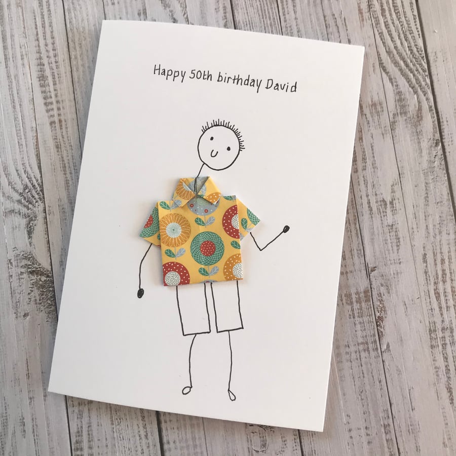 50th Birthday card, Mens Personalised card