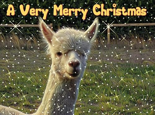 Llama Alpaca Christmas greeting Card A5 Size 