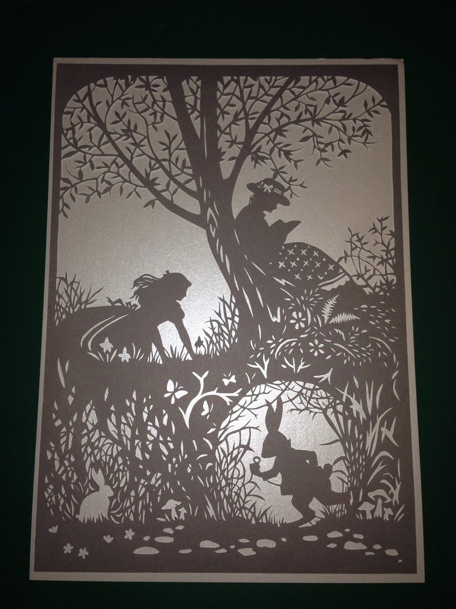Alice in wonderland, unframed paper cut picture - art - present - birthday