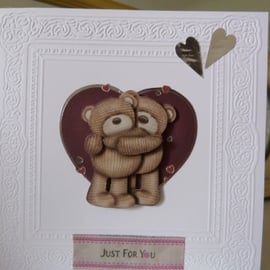 Just For You Heart Teddybears Card