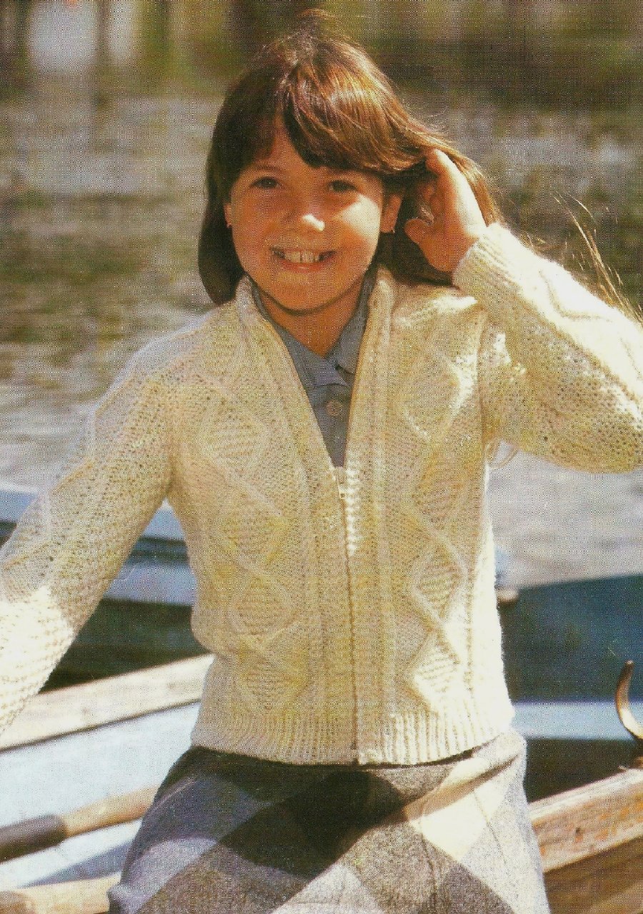 VINTAGE KNITTING PATTERN Girls Cabled Jacket
