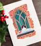Tuxedo cat christmas card, black and white cat card, funny cat card