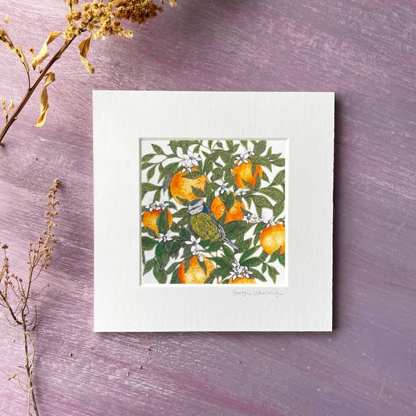 'Orange Blossom' 5" x 5" Mounted Print