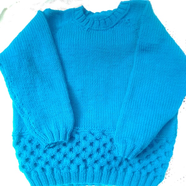 Children's Hand Knitted Jumper with a Honeycomb Pattern, Children's Clothes