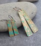 Short copper verdigris earrings, Green copper, Rustic jewellery, 7th anniversary - Image 6