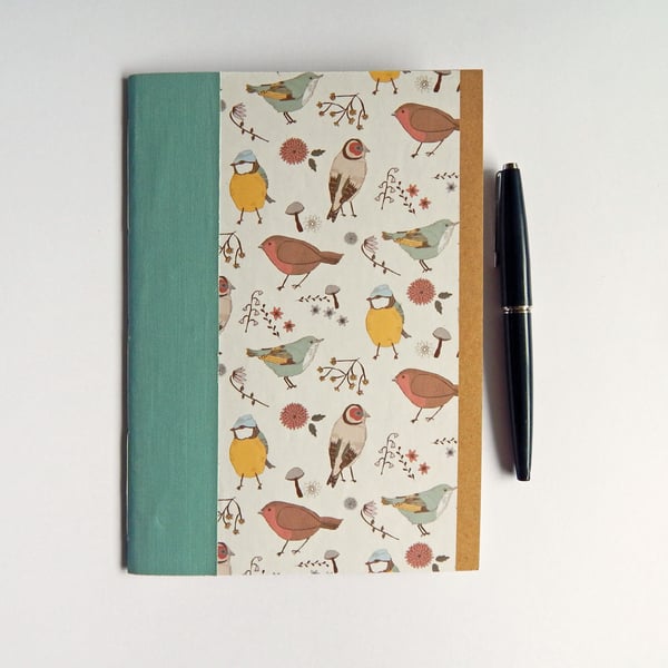 Garden Birds Notebook, Lined pages.  Replacement notebook A5. Free UK Shipping