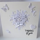 Handmade Sympathy Card – White & Pearlescent Floral Bouquet 