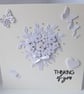 Handmade Sympathy Card – White & Pearlescent Floral Bouquet 