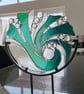 Copper foiled glass wave on metal stand