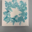 Original abstract acrylic wall art -aqua bloom