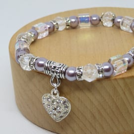 Heart Charm Crystal Bracelet