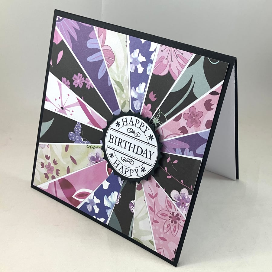 Handmade sunburst style birthday card