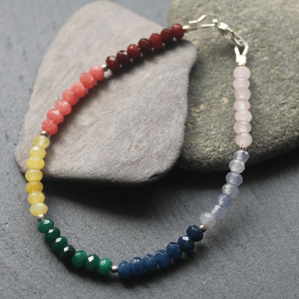 Rainbow Onyx and Sterling Silver Bracelet