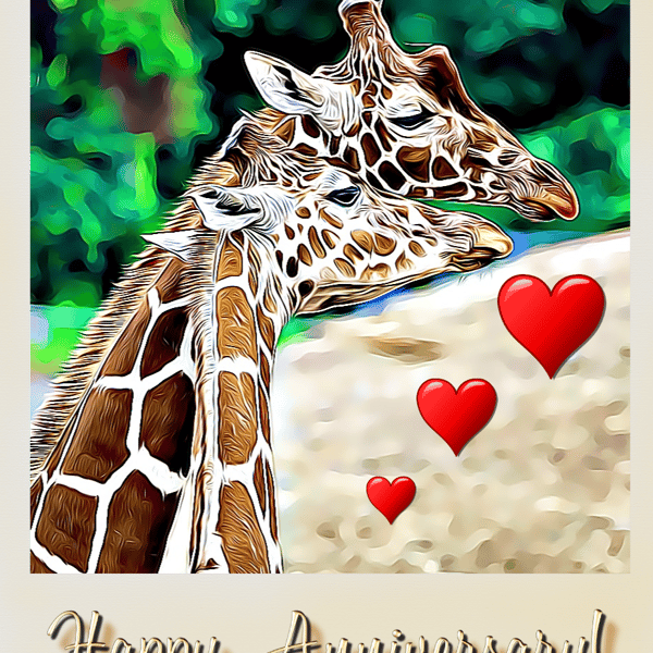 Happy Anniversary Giraffes Card A5