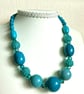 Dark Turquoise And Teal Beaded Necklace - Image 2
