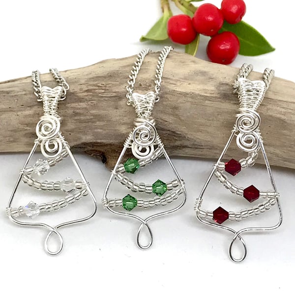 Christmas Tree Pendant, Choice of colour 