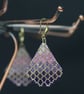 Teardrop Beaded Earrings in Pink and Purple Bubble Pattern - Image 4