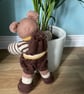 Hand-Knitted Teddy Bear in Warm Browns with Backpack – Heart & Hand - Image 2