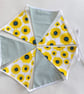 Sunflower Green Striped Fabric Bunting 7 Double-Sided Flags Summer Decoration - Image 3
