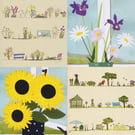 Greetings cards - flowers and gardens - pack of 4