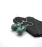green ceramic and glass sphere earrings