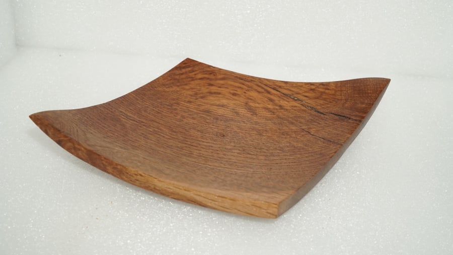 Diamond-shaped oak side-table bowl, 22x15cm